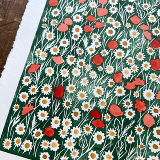 Hand Block Printed Meadow Art Print - No. 5603