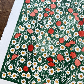 Hand Block Printed Meadow Art Print - No. 5603