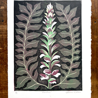 Hand Block Printed "Acanthus" Reduction Print - No. 3