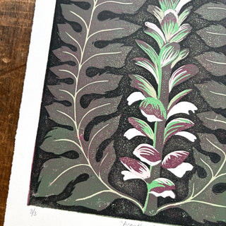 Hand Block Printed "Acanthus" Reduction Print - No. 3