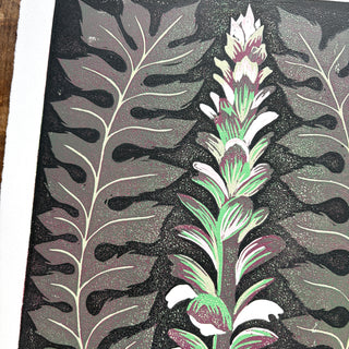 Hand Block Printed "Acanthus" Reduction Print - No. 3