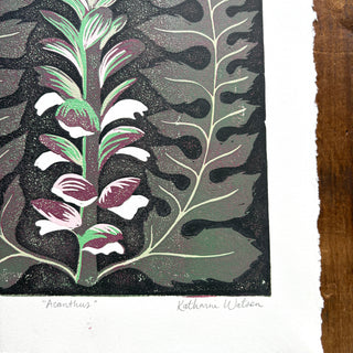 Hand Block Printed "Acanthus" Reduction Print - No. 3