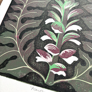 Hand Block Printed "Acanthus" Reduction Print - No. 3