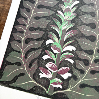 Hand Block Printed "Acanthus" Reduction Print - No. 3