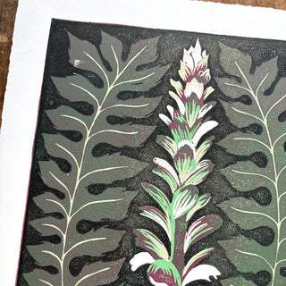 Hand Block Printed "Acanthus" Reduction Print - No. 2