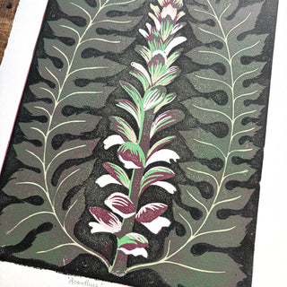 Hand Block Printed "Acanthus" Reduction Print - No. 2