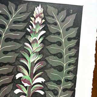 Hand Block Printed "Acanthus" Reduction Print - No. 2