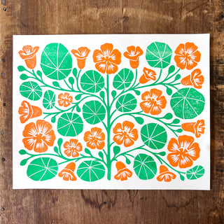 Garden Series: Nasturtium Risograph Print