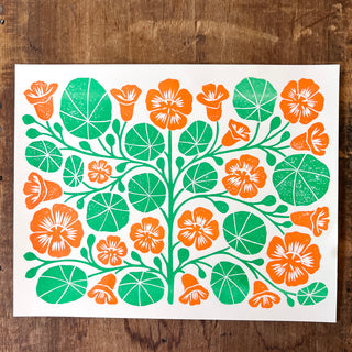 Garden Series: Nasturtium Risograph Print