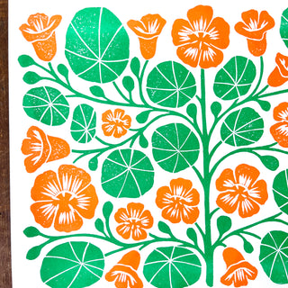 Garden Series: Nasturtium Risograph Print