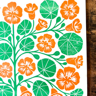 Garden Series: Nasturtium Risograph Print