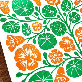 Garden Series: Nasturtium Risograph Print