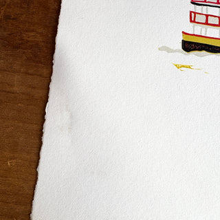 SECONDS: Hand Block Printed "Casco Bay Ferry" Reduction Print No. 3