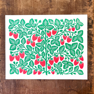 Garden Series: Strawberry Risograph Print