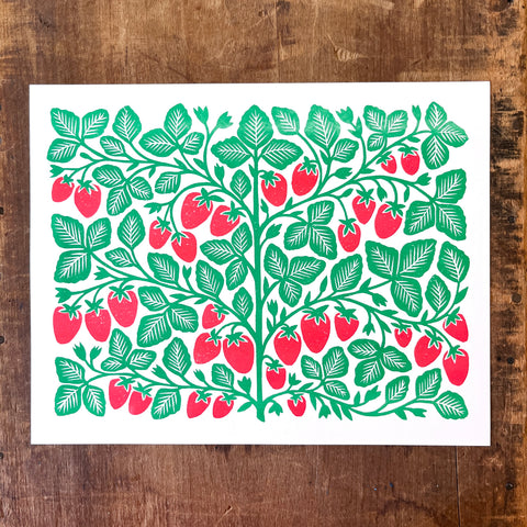 Garden Series: Strawberry Risograph Print