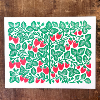 Garden Series: Strawberry Risograph Print