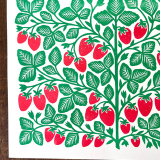 Garden Series: Strawberry Risograph Print
