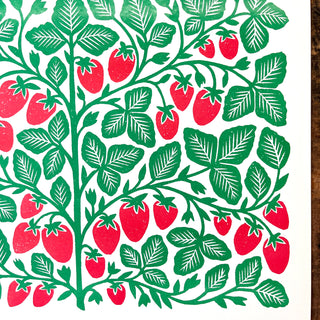 Garden Series: Strawberry Risograph Print