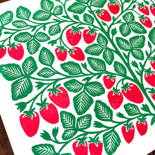 Garden Series: Strawberry Risograph Print