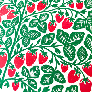 Garden Series: Strawberry Risograph Print