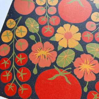 Hand Block Printed "Tomatoes" Reduction Print - 1