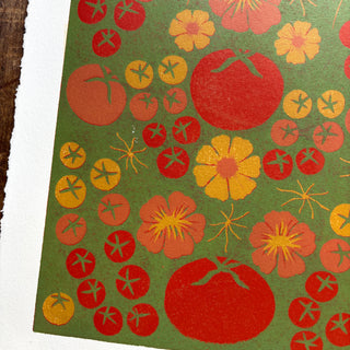 SECONDS: Hand Block Printed "Tomatoes" Reduction Print - 2
