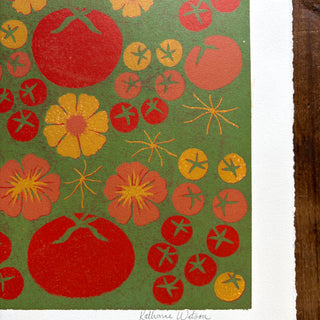 SECONDS: Hand Block Printed "Tomatoes" Reduction Print - 2