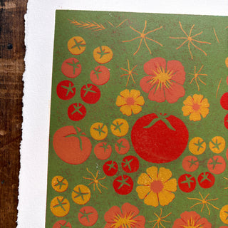 SECONDS: Hand Block Printed "Tomatoes" Reduction Print - 2