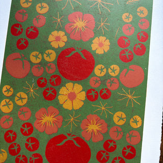 SECONDS: Hand Block Printed "Tomatoes" Reduction Print - 2