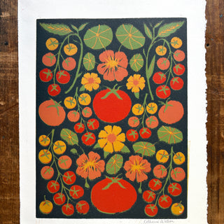 SECONDS: Hand Block Printed "Tomatoes" Reduction Print - 3