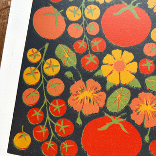 SECONDS: Hand Block Printed "Tomatoes" Reduction Print - 3