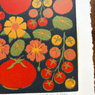 SECONDS: Hand Block Printed "Tomatoes" Reduction Print - 3