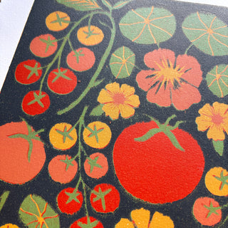 SECONDS: Hand Block Printed "Tomatoes" Reduction Print - 3
