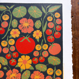 SECONDS: Hand Block Printed "Tomatoes" Reduction Print - 3
