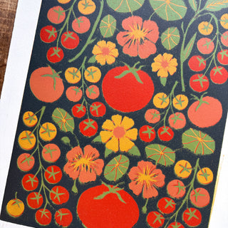 SECONDS: Hand Block Printed "Tomatoes" Reduction Print - 3