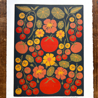 SECONDS: Hand Block Printed "Tomatoes" Reduction Print - 4