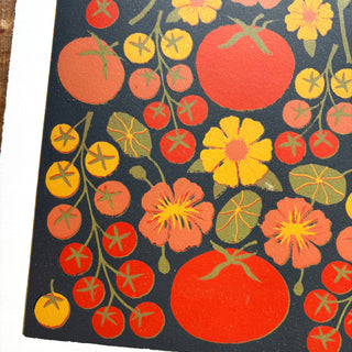 SECONDS: Hand Block Printed "Tomatoes" Reduction Print - 4