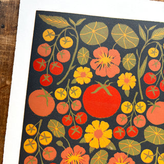 SECONDS: Hand Block Printed "Tomatoes" Reduction Print - 4