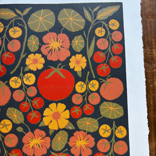 SECONDS: Hand Block Printed "Tomatoes" Reduction Print - 4