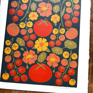 SECONDS: Hand Block Printed "Tomatoes" Reduction Print - 4