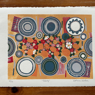 Hand Block Printed Tabletop Reduction Print - Horizontal - No. 31