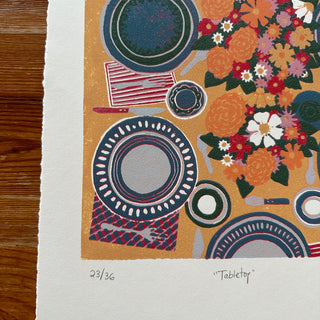 Hand Block Printed Tabletop Reduction Print - Vertical - No. 23