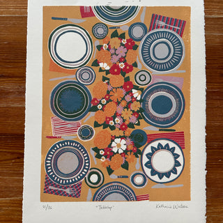 Hand Block Printed Tabletop Reduction Print - Vertical - No. 21