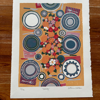 Hand Block Printed Tabletop Reduction Print - Vertical - No. 15