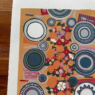 Hand Block Printed Tabletop Reduction Print - Vertical - No. 15