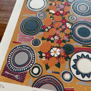 Hand Block Printed Tabletop Reduction Print - Vertical - No. 15