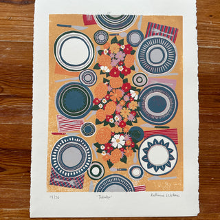 Hand Block Printed Tabletop Reduction Print - Vertical - No. 14