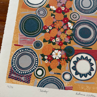 Hand Block Printed Tabletop Reduction Print - Vertical - No. 14