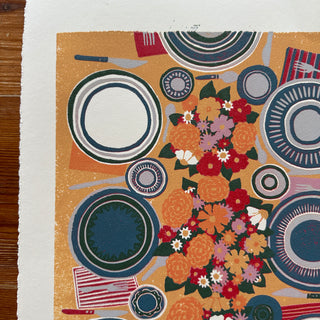 Hand Block Printed Tabletop Reduction Print - Vertical - No. 14