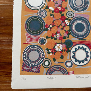 Hand Block Printed Tabletop Reduction Print - Vertical - No. 13